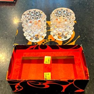 Set of 2 Beyer Lead Crystal Reversible Tea Candle Holders made in W. Germany-New